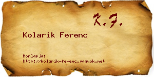 Kolarik Ferenc névjegykártya